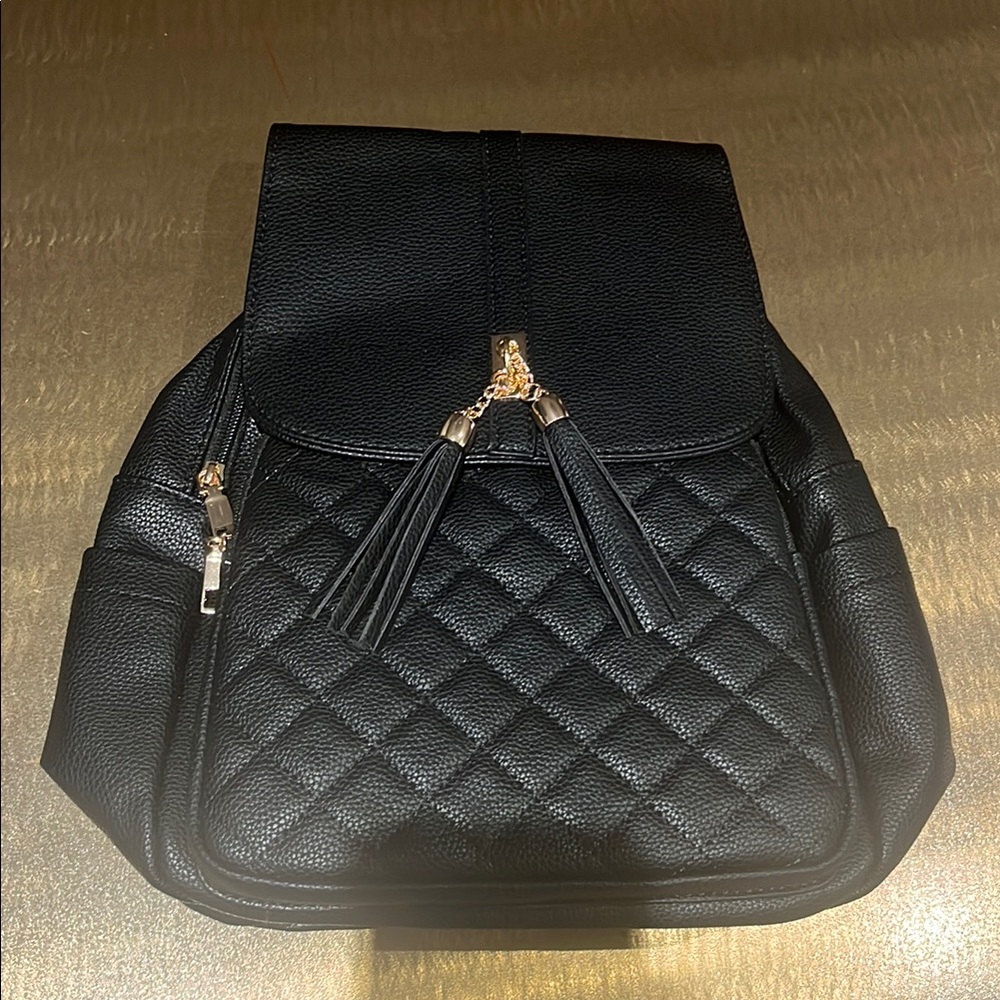 Elegant Black Quilted Backpack